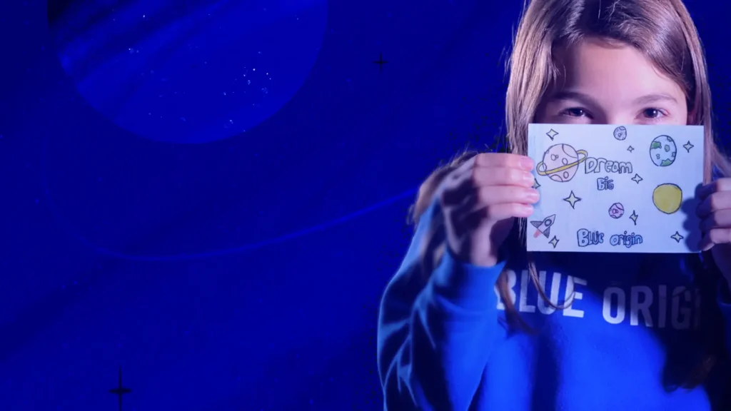 Blue Origin lleva la creatividad infantil al espacio con postales diseñadas por niños