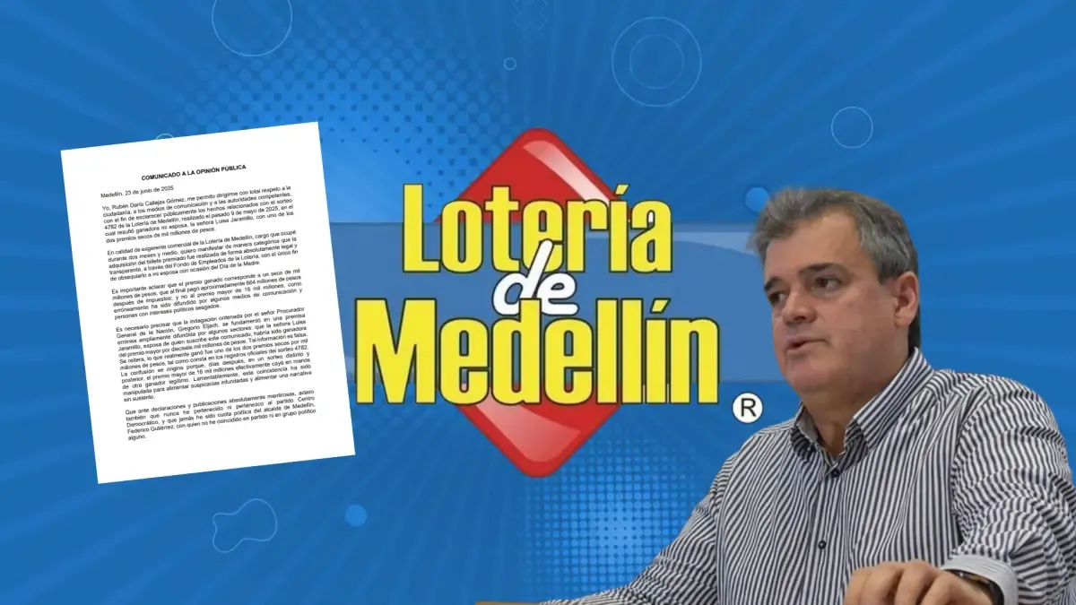 Dio un discurso de la lotería de Medellin examinada por el controvertido premio del millonario ganado por su esposa.

 – Desde dentro