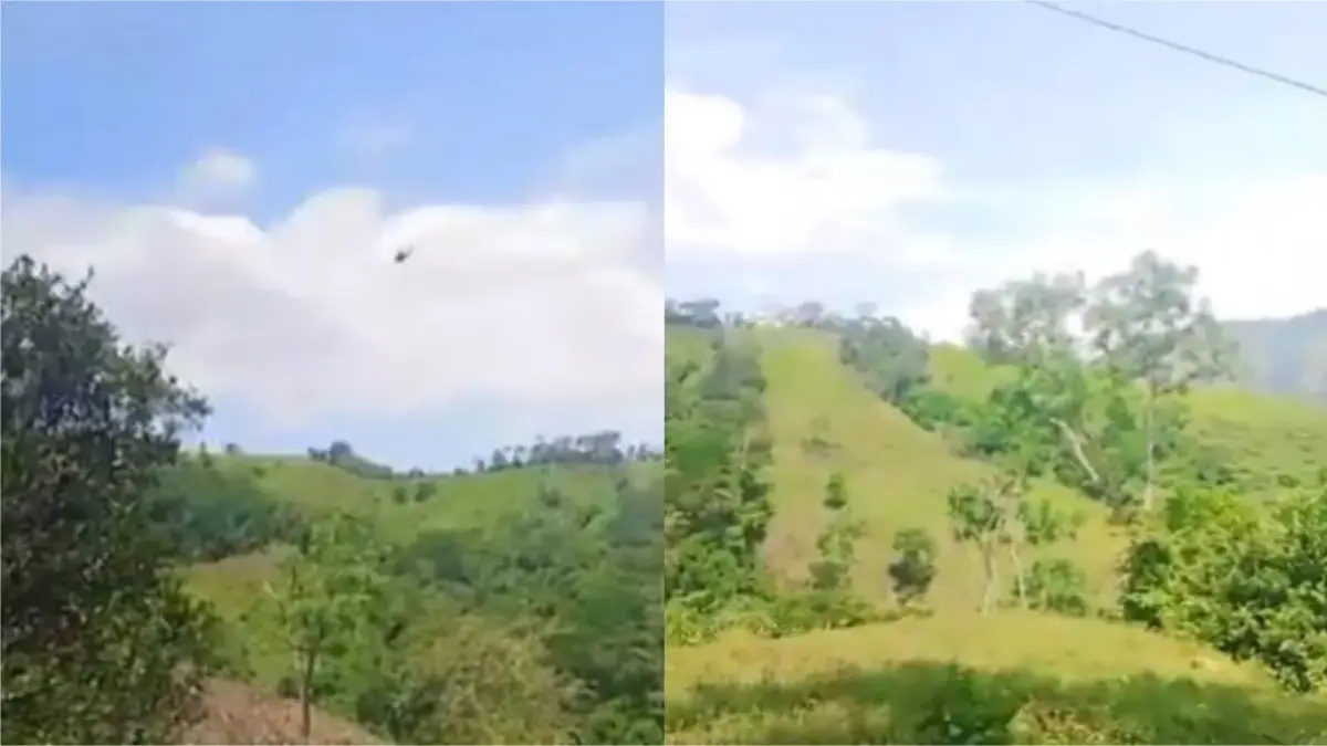 Este es el momento en que el helicóptero policial en las zonas rurales en Amalfi, Antioquia

 – Desde dentro