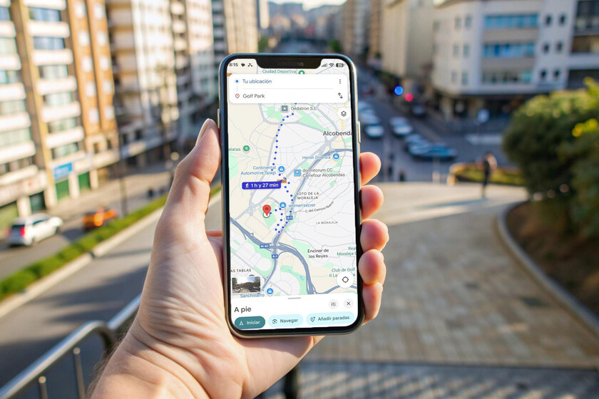 He estado usando Google Maps durante años y no sabía este botón. Es maravilloso seguir rutas a pie

 – Desde dentro