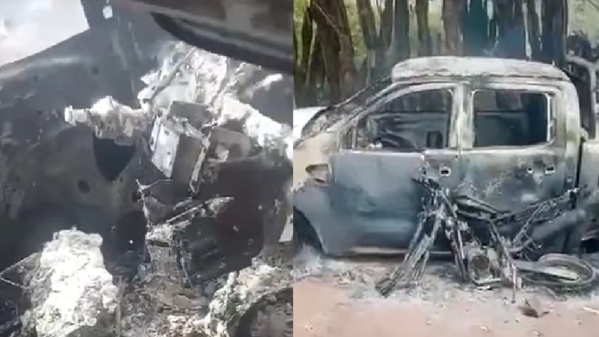 Sus vehículos fueron quemados durante el ataque.

 – Desde dentro