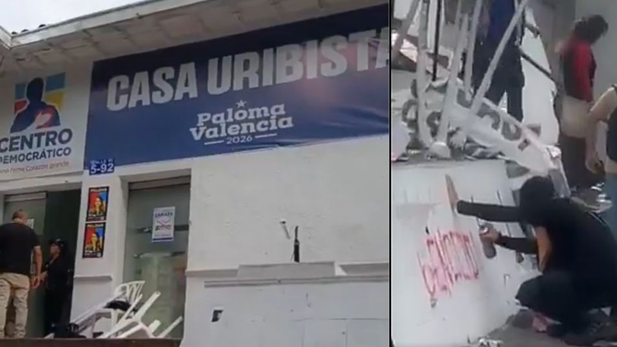 La sede del Centro Democrático en Neiva fue blanco de vandalismo y ataques durante movilizaciones nacionales por un salario mínimo

 – Desde dentro