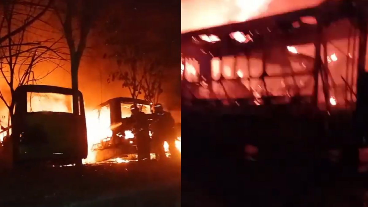 Grave avería de autobuses de Metrolínea en el portal de Girón, incendio consumió unos 14 coches, hay videos del incendio

 – Desde dentro